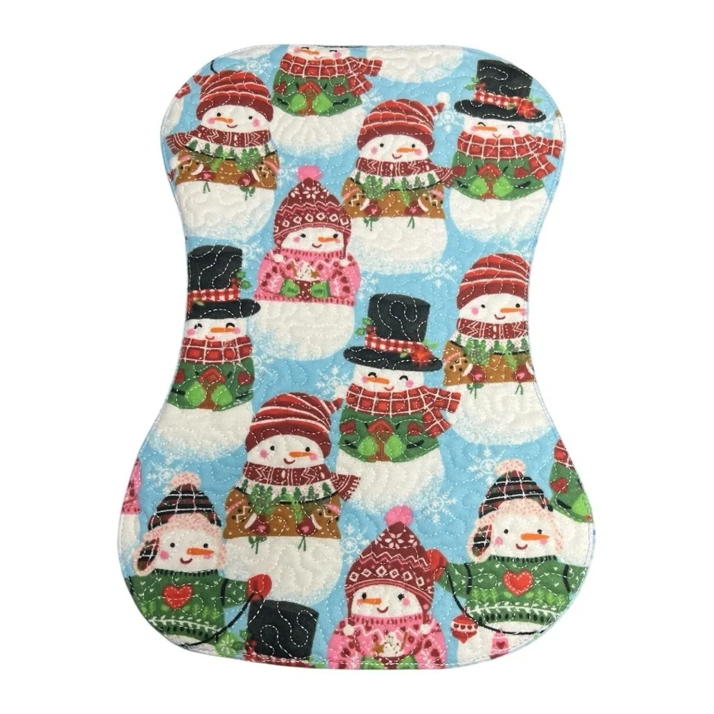 Hand Crafted Flannel Burp Cloth Contoured Padded Fabric Quilted Reversible